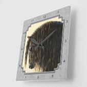 Horloge Carrée Friesian Draft Horse Silver Grey (Angle)