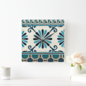 Horloge Carrée Frise Non-Embellie II d'indigo (Maison)