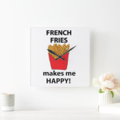 Horloge Carrée Frites Me Rends Heureux Frites (Maison)