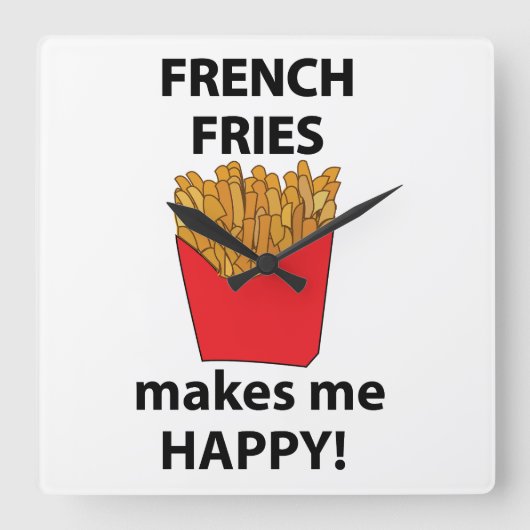 Horloge Carrée Frites Me Rends Heureux Frites (Recto)