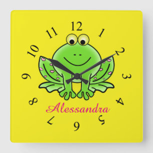 Horloge Carrée Frog cute animal baby room nursery