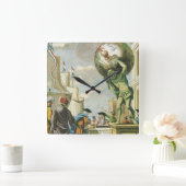 Horloge Carrée Frontispice d'atlas de l'ère baroque Globe terrest (Maison)