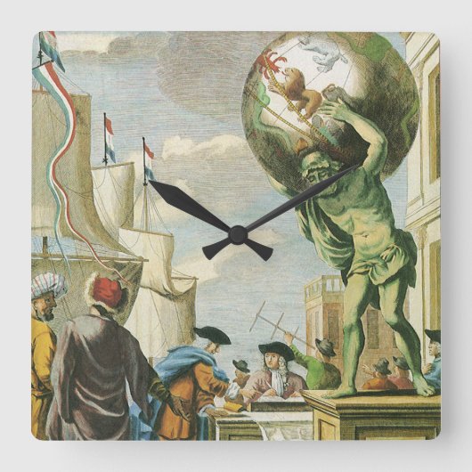 Horloge Carrée Frontispice d'atlas de l'ère baroque Globe terrest (Recto)