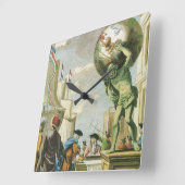 Horloge Carrée Frontispice d'atlas de l'ère baroque Globe terrest (Angle)