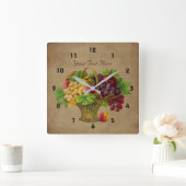Horloge Carrée Fruit Basket Vintage (Maison)