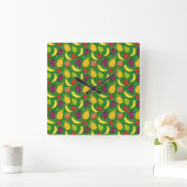 Horloge Carrée Fruit motif transparent | motif de surface de frui (Maison)