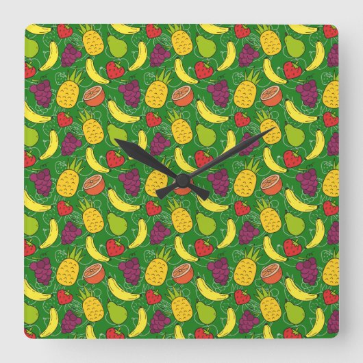 Horloge Carrée Fruit motif transparent | motif de surface de frui (Recto)