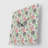 Horloge Carrée Fruit motif transparent | motif de surface de frui (Angle)