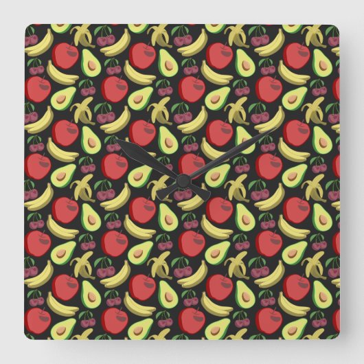 Horloge Carrée Fruit seamless pattern | colorful tropical fruit (Recto)