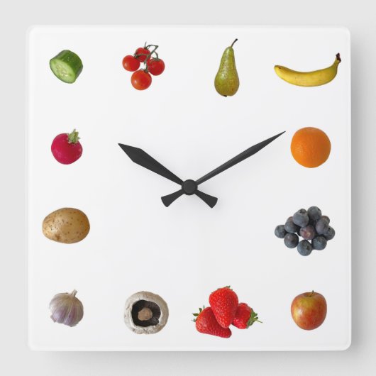 Horloge Carrée Fruits et légumes (Recto)