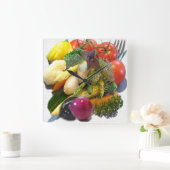 HORLOGE CARRÉE FRUITS ET LÉGUMES (Maison)