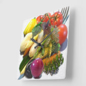HORLOGE CARRÉE FRUITS ET LÉGUMES (Angle)