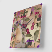 Horloge Carrée Fruits, patchwork (Angle)
