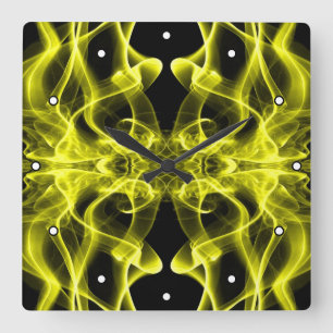 Horloge Carrée Fumée jaune Symétrique Minimaliste Noir