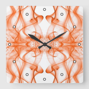 Horloge Carrée Fumée orange symétrique minimaliste blanc
