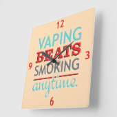 Horloge Carrée Fumer en tout temps (Angle)