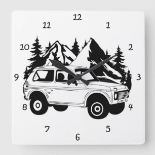 Horloge Carrée Fun Adventure Road Trip