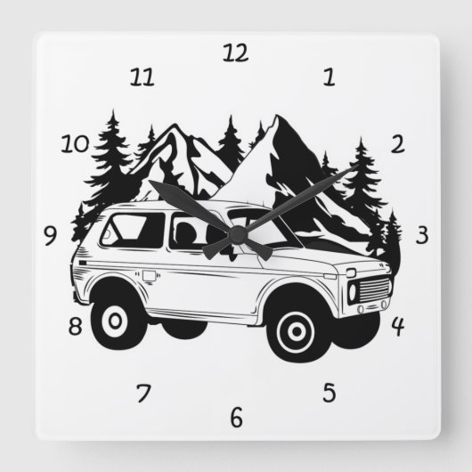 Horloge Carrée Fun Adventure Road Trip (Recto)
