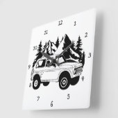 Horloge Carrée Fun Adventure Road Trip (Angle)