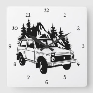Horloge Carrée Fun Adventure Road Trip