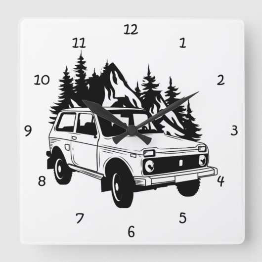 Horloge Carrée Fun Adventure Road Trip (Recto)
