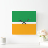 Horloge Carrée Fun Bold brillant Été Vert Jaune Couleur Bloc (Maison)