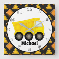 Fun boys room construction dump truck clock