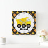 Horloge Carrée Fun boys room construction dump truck clock (Maison)