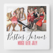 Horloge Carrée Fun Friendship Customisée Photo (Recto)