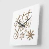 Horloge Carrée Fun Gold Sparkings laissez-le neiger (Angle)