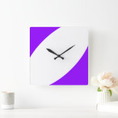 Horloge Carrée Fun Moderne Blanc Clair Purple Courbes Abstraites (Maison)