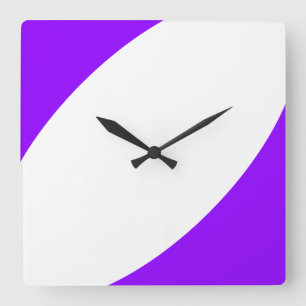 Horloge Carrée Fun Moderne Blanc Clair Purple Courbes Abstraites