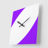 Horloge Carrée Fun Moderne Blanc Clair Purple Courbes Abstraites (Angle)