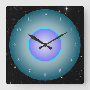 Horloge Carrée Fun Neon Aqua/Purple/Blue W/Stars