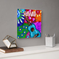 Funky Ukulélé Floral Tropical Abstrait Turquoise V