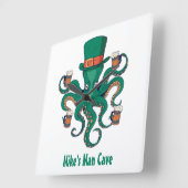 Horloge Carrée Funny Beer Octopus (Angle)