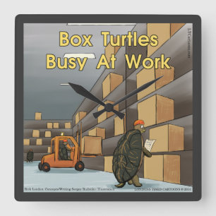 Horloge Carrée Funny box Turtle Square Wall Clock
