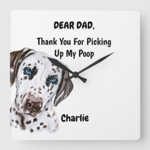 Horloge Carrée Funny Dalmatian Papa Watercolor Canine Art