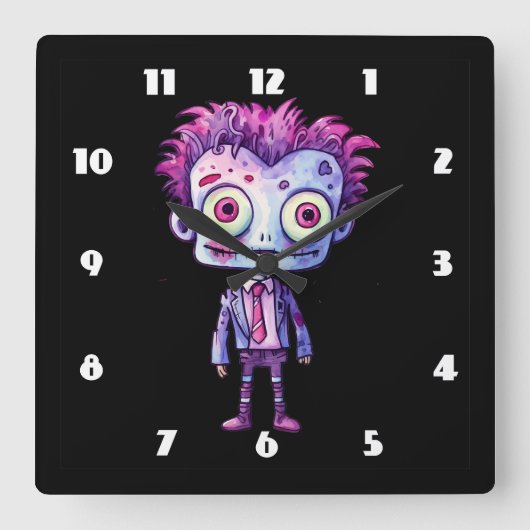 Horloge Carrée Funny Frankenstein Monster Halloween Fun (Recto)