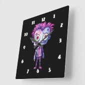 Horloge Carrée Funny Frankenstein Monster Halloween Fun (Angle)