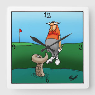 Horloge Carrée Funny Golf Themed Wall Clock