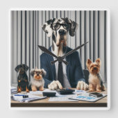 Horloge Carrée Funny Great Dane Mantle de travail comptable (Recto)