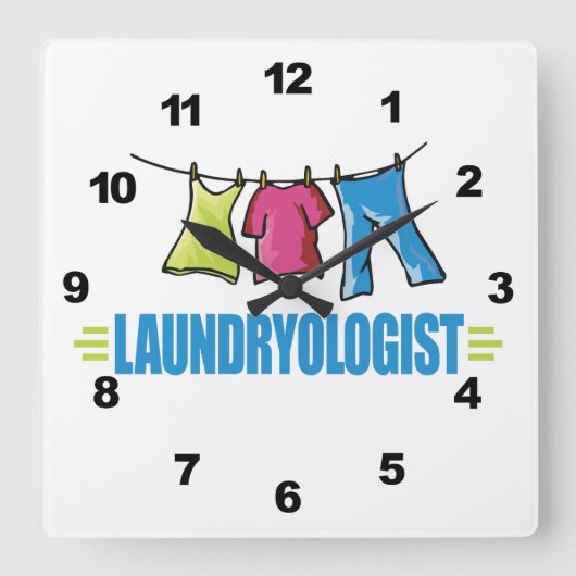 Horloge Carrée Funny I Love Laundry (Recto)