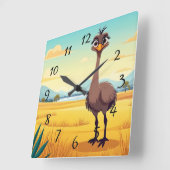 Horloge Carrée Funny Ostrich (Angle)