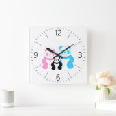 Horloge Carrée Funny panda (Maison)