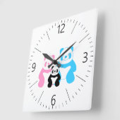 Horloge Carrée Funny panda (Angle)