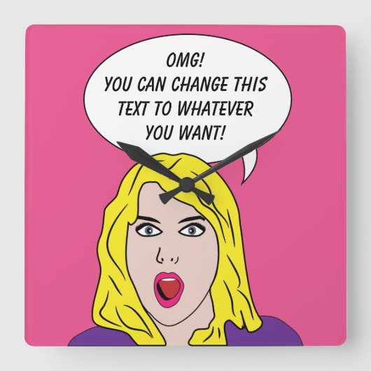 Horloge Carrée FUNNY RETRO WOMAN custom wall clock (Recto)