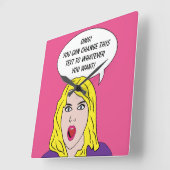 Horloge Carrée FUNNY RETRO WOMAN custom wall clock (Angle)