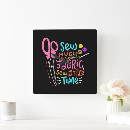 Horloge Carrée Funny Sewing (Maison)