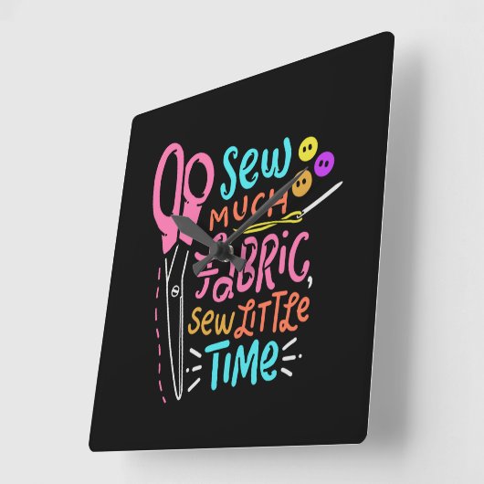 Horloge Carrée Funny Sewing (Angle)